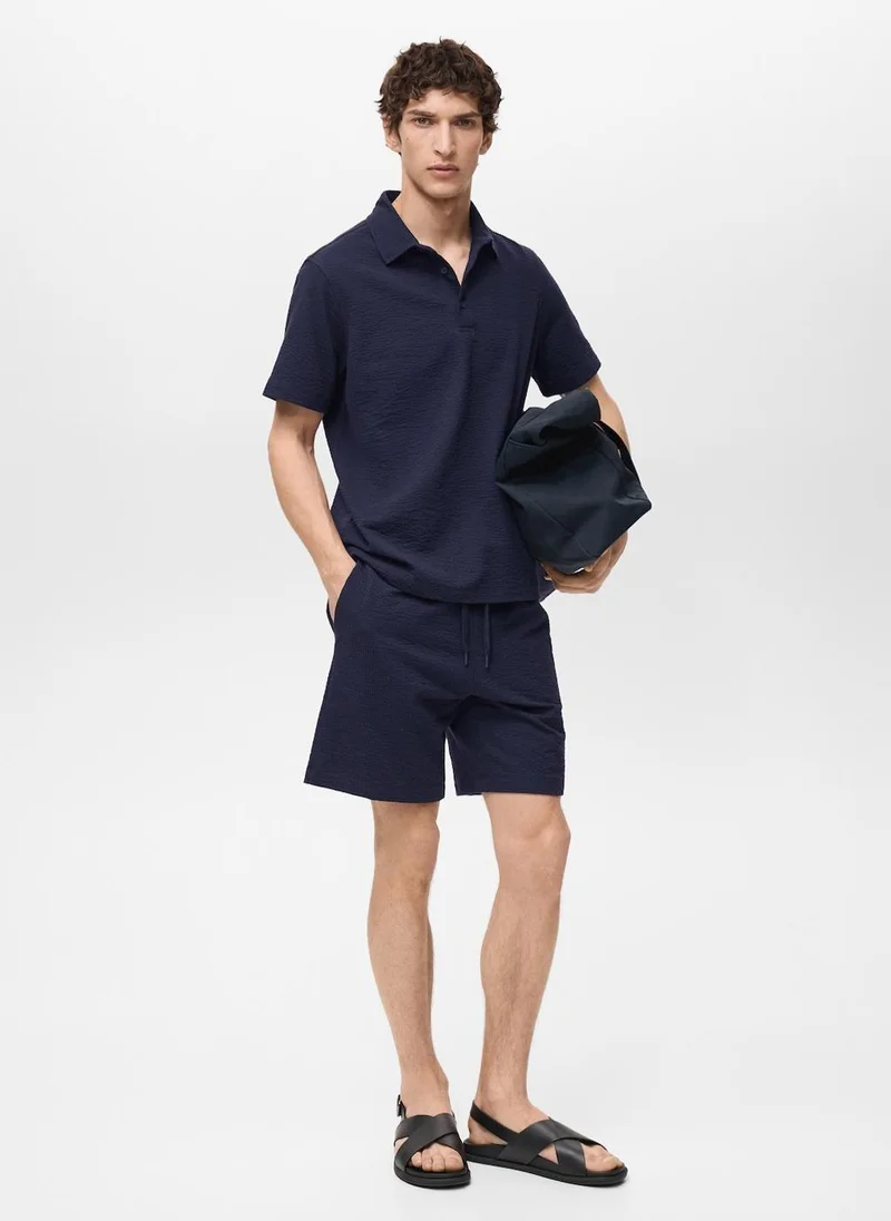 Mango Man  seersucker shorts with drawstring for Men | Best Price UAE